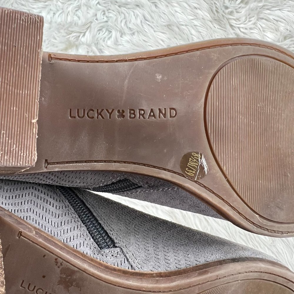 Lucky Brand Women's Gray Suede Pickla Booties - Picture 9 of 9